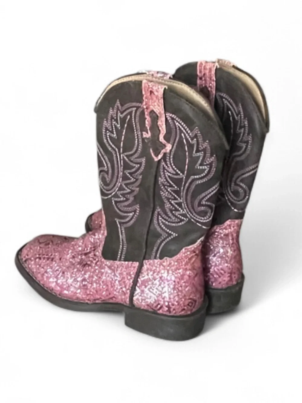 Roper Pink Glitter Cowgirl Boots with Aztec print